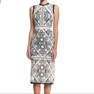 ALEXIS Keena Black & White Guipure Lace Cocktail Midi Dress Size XSmall (0-2)